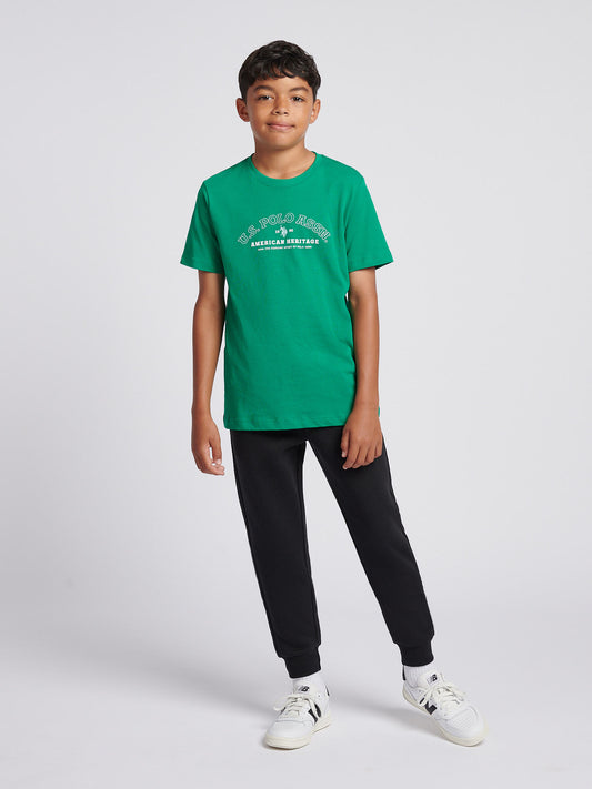 Boys Heritage Graphic Print T-Shirt in Lush Meadow