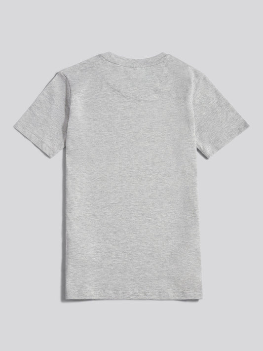 Boys Heritage Graphic Print T-Shirt in Mid Grey Marl