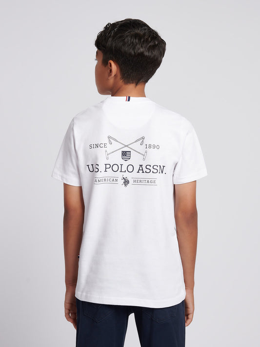 Boys USPA Back Graphic T-Shirt in Bright White