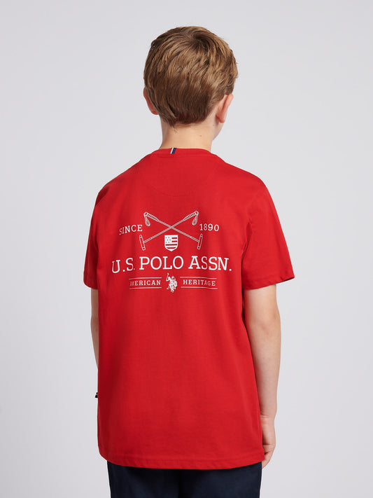 Boys USPA Back Graphic T-Shirt in Haute Red