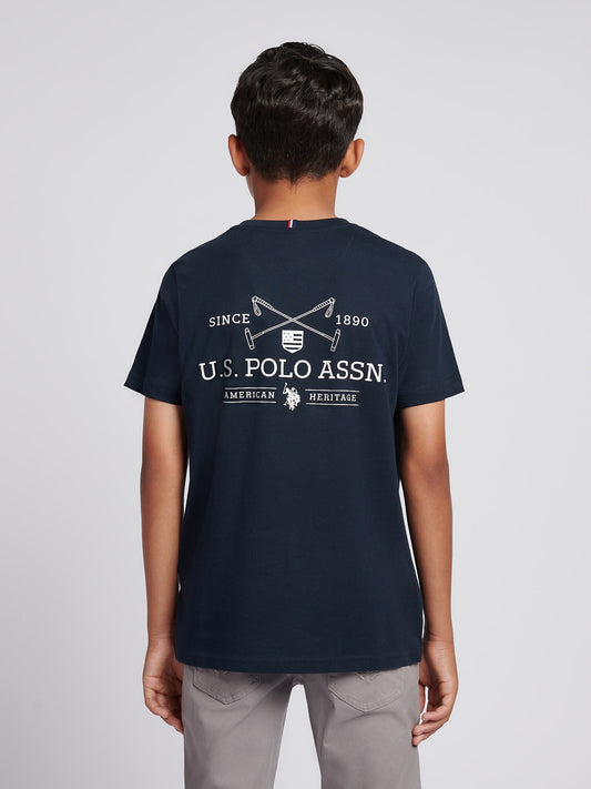 Boys USPA Back Graphic T-Shirt in Dark Sapphire Navy