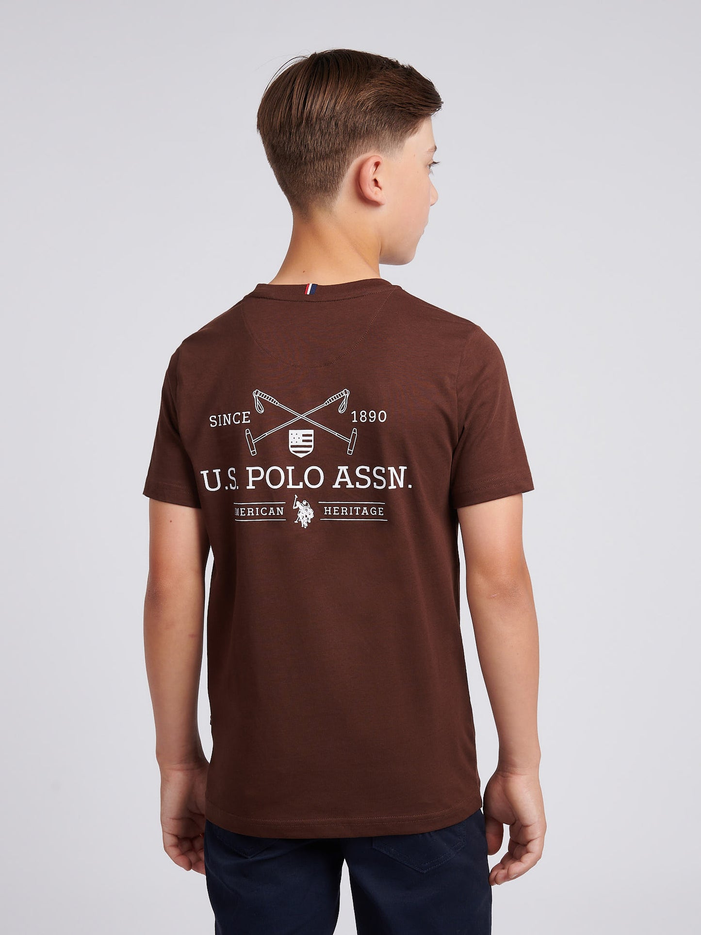 Boys USPA Back Graphic T-Shirt in Chocolate Martini
