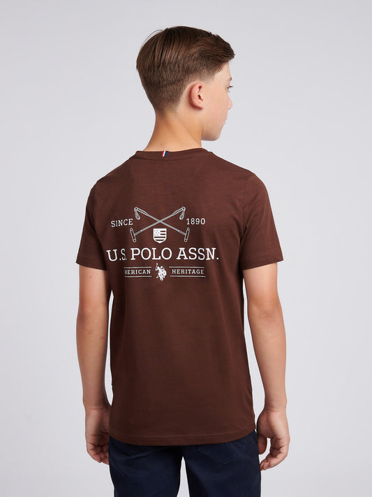 Boys USPA Back Graphic T-Shirt in Chocolate Martini