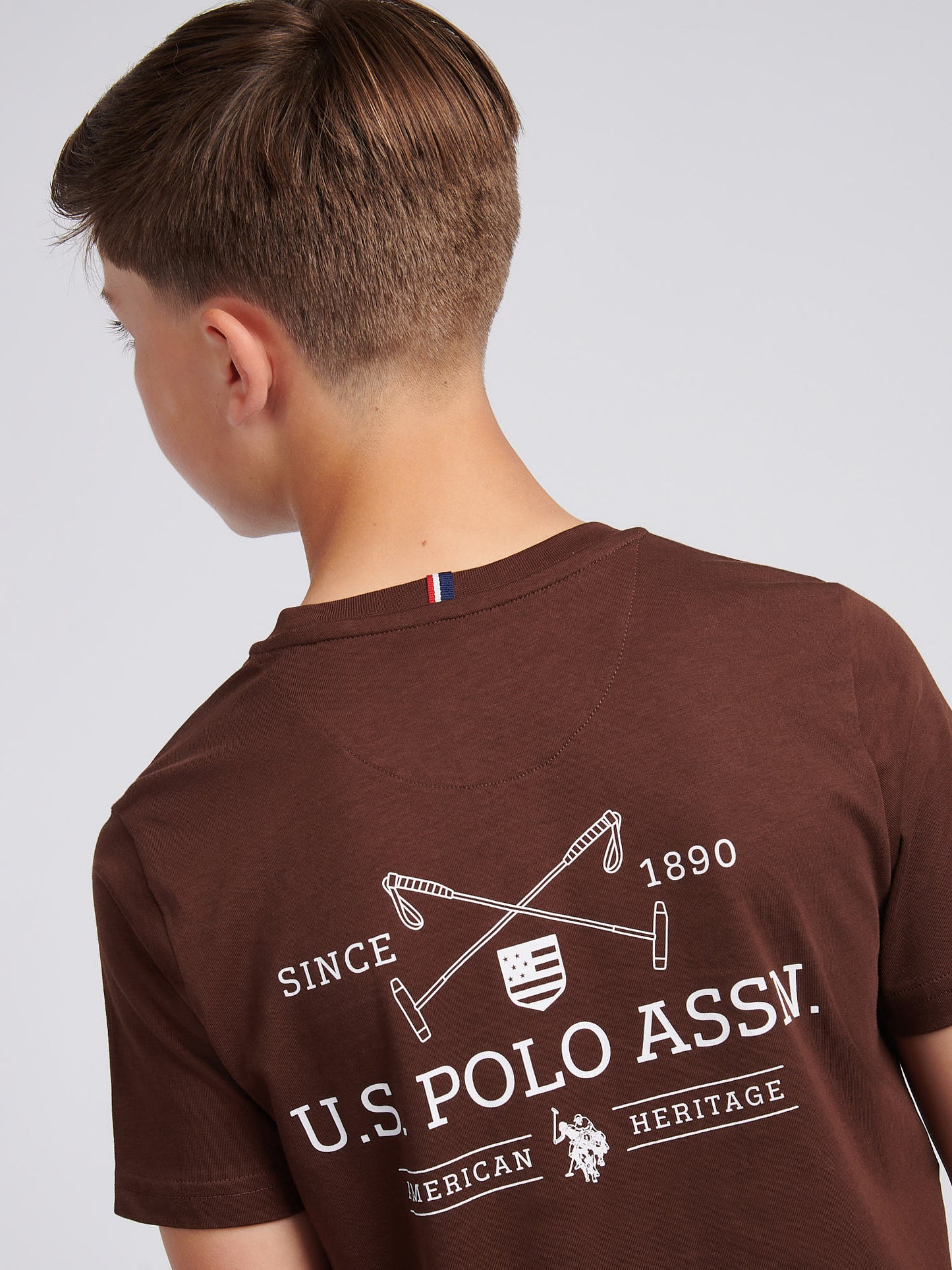 Boys USPA Back Graphic T-Shirt in Chocolate Martini