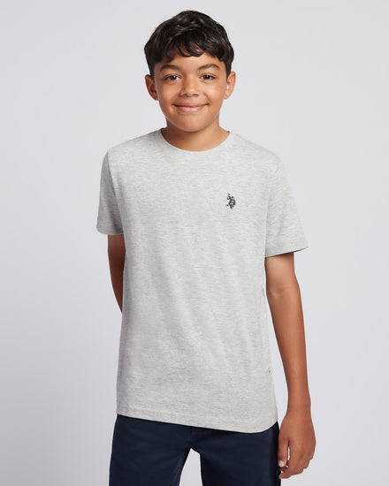 Boys USPA Back Graphic T-Shirt in Mid Grey Marl