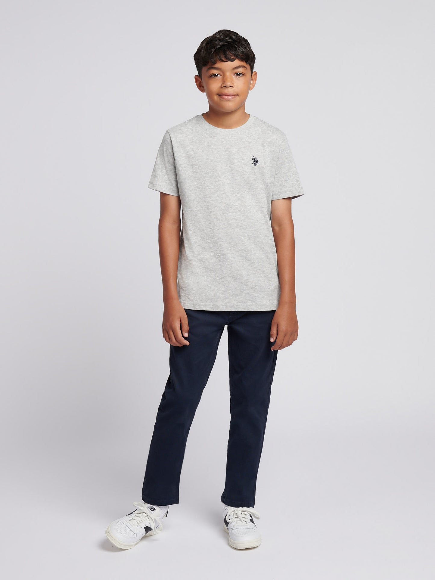 Boys USPA Back Graphic T-Shirt in Mid Grey Marl