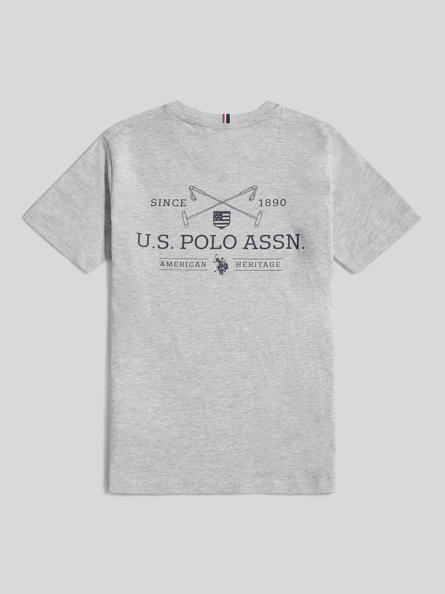 Boys USPA Back Graphic T-Shirt in Mid Grey Marl