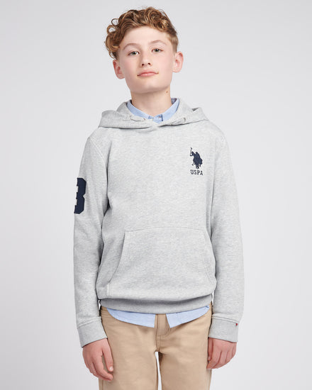 Boys Player 3 Hoodie in Mid Grey Marl