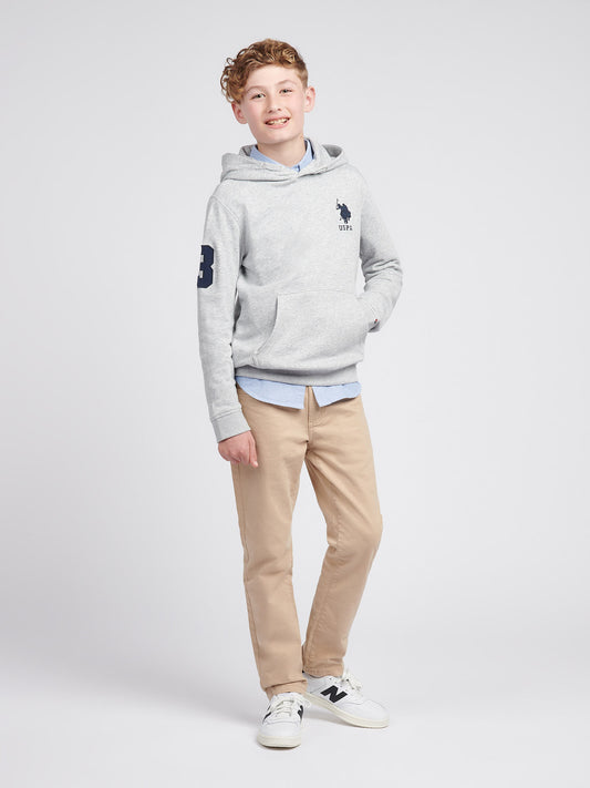 Boys Player 3 Hoodie in Mid Grey Marl