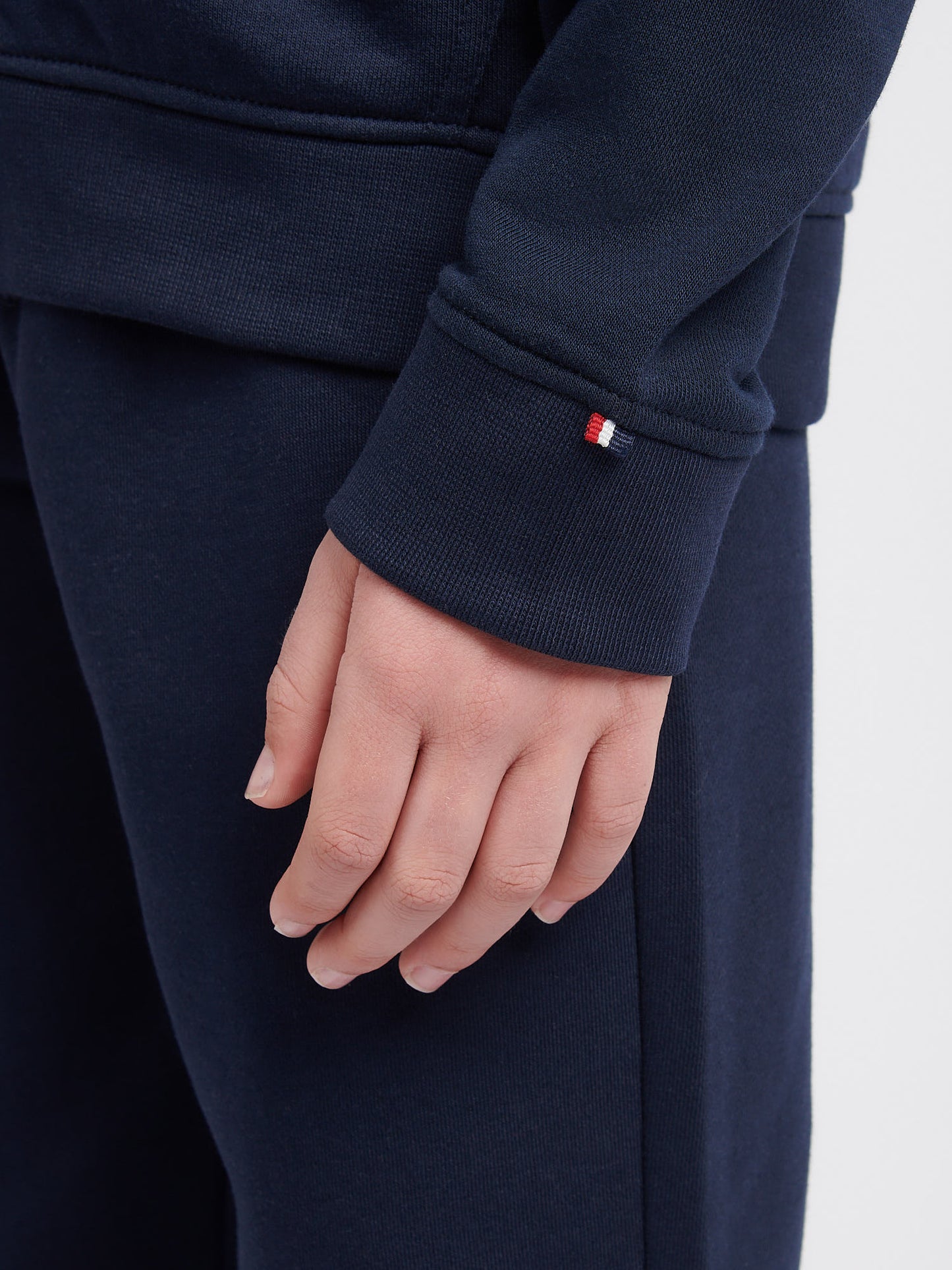 Boys Player 3 Zip Hoodie in Dark Sapphire Navy / Haute Red DHM