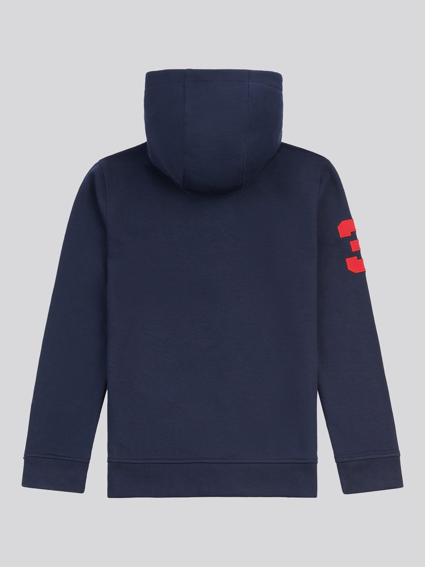 Boys Player 3 Zip Hoodie in Dark Sapphire Navy / Haute Red DHM