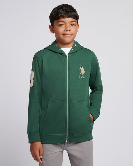 Boys Player 3 Zip Hoodie in Pineneedle