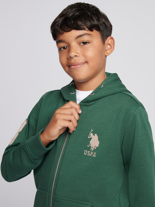 Boys Player 3 Zip Hoodie in Pineneedle