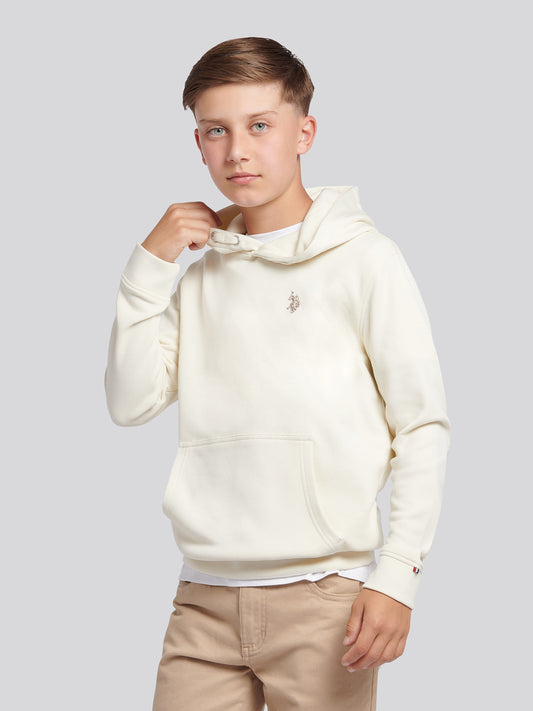 Boys Double Horsemen Hoodie in Whisper White