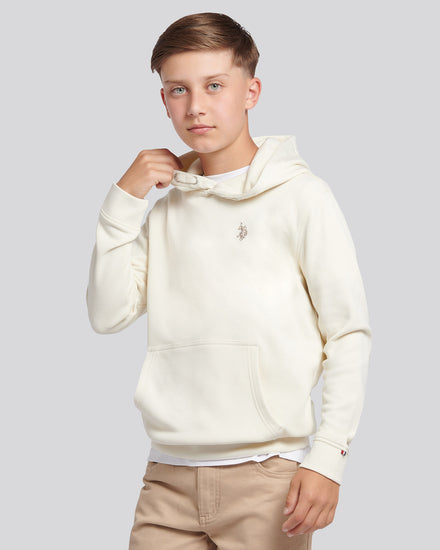 Boys Double Horsemen Hoodie in Whisper White