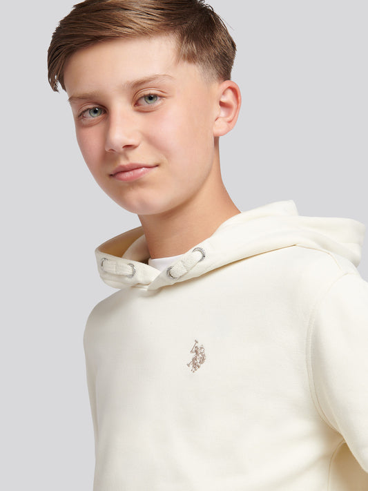 Boys Double Horsemen Hoodie in Whisper White