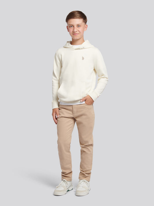 Boys Double Horsemen Hoodie in Whisper White