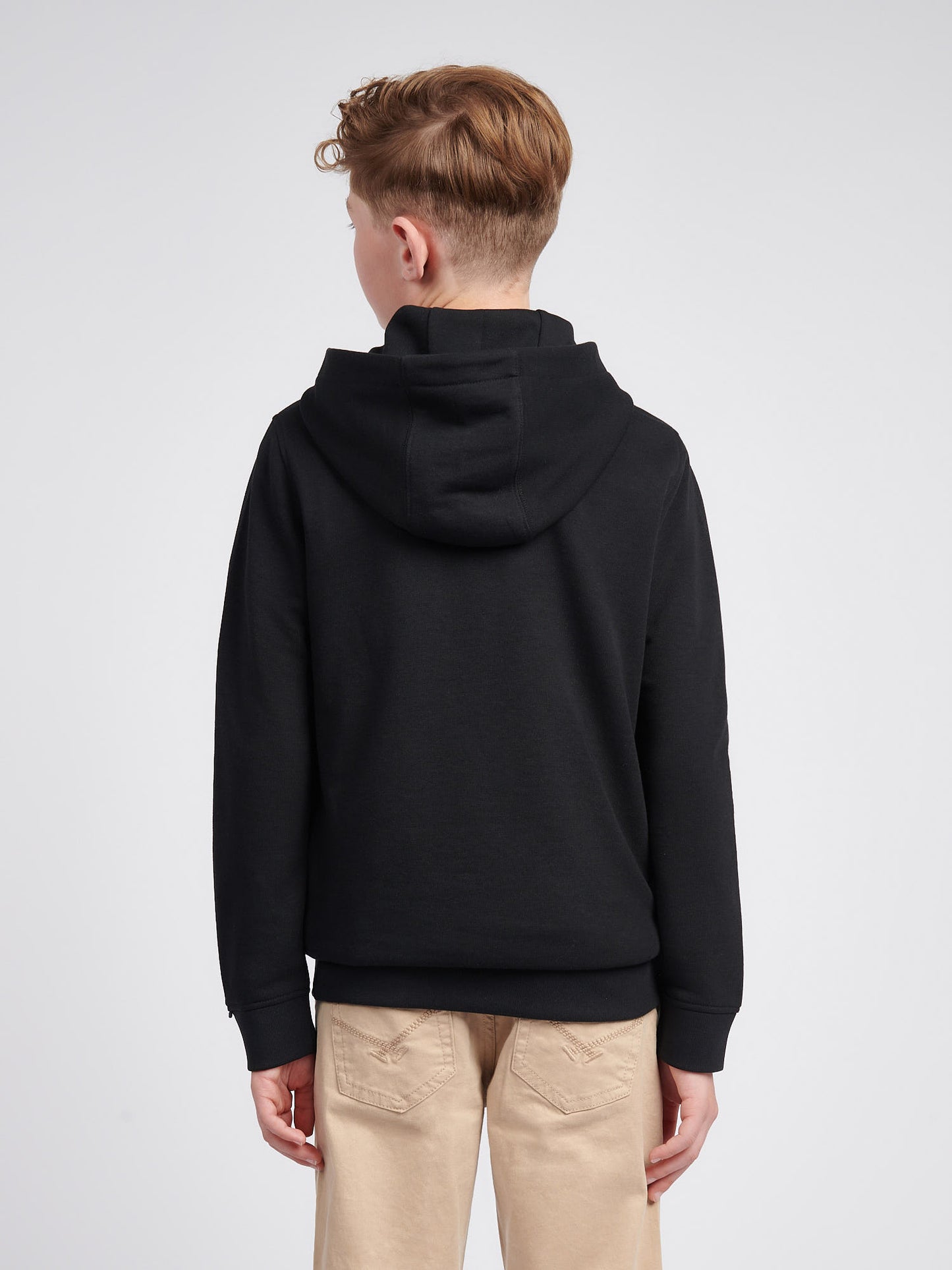 Boys Double Horsemen Hoodie in Black Bright White DHM