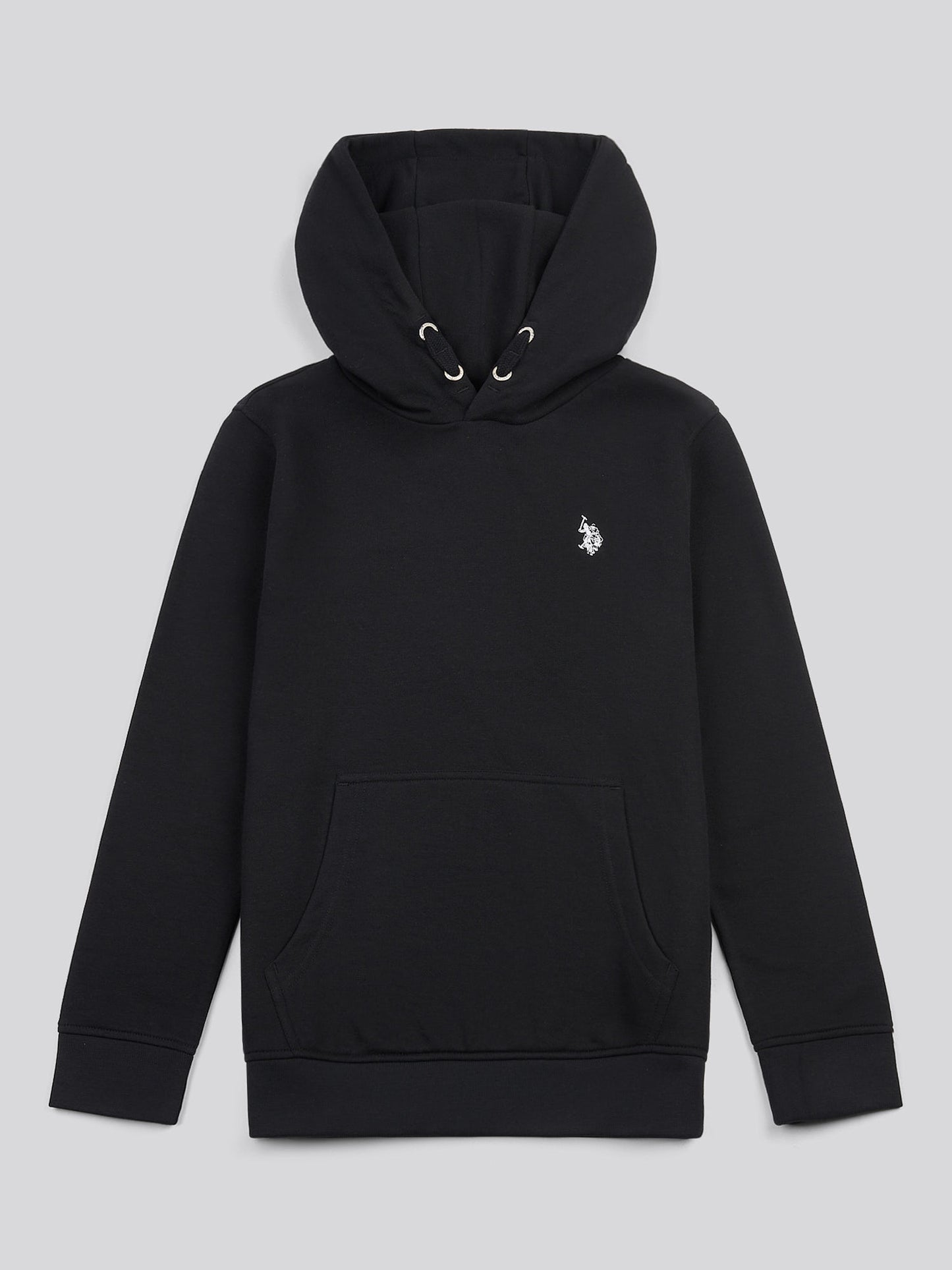 Boys Double Horsemen Hoodie in Black Bright White DHM