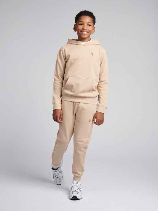 Boys Double Horsemen Hoodie in Doeskin