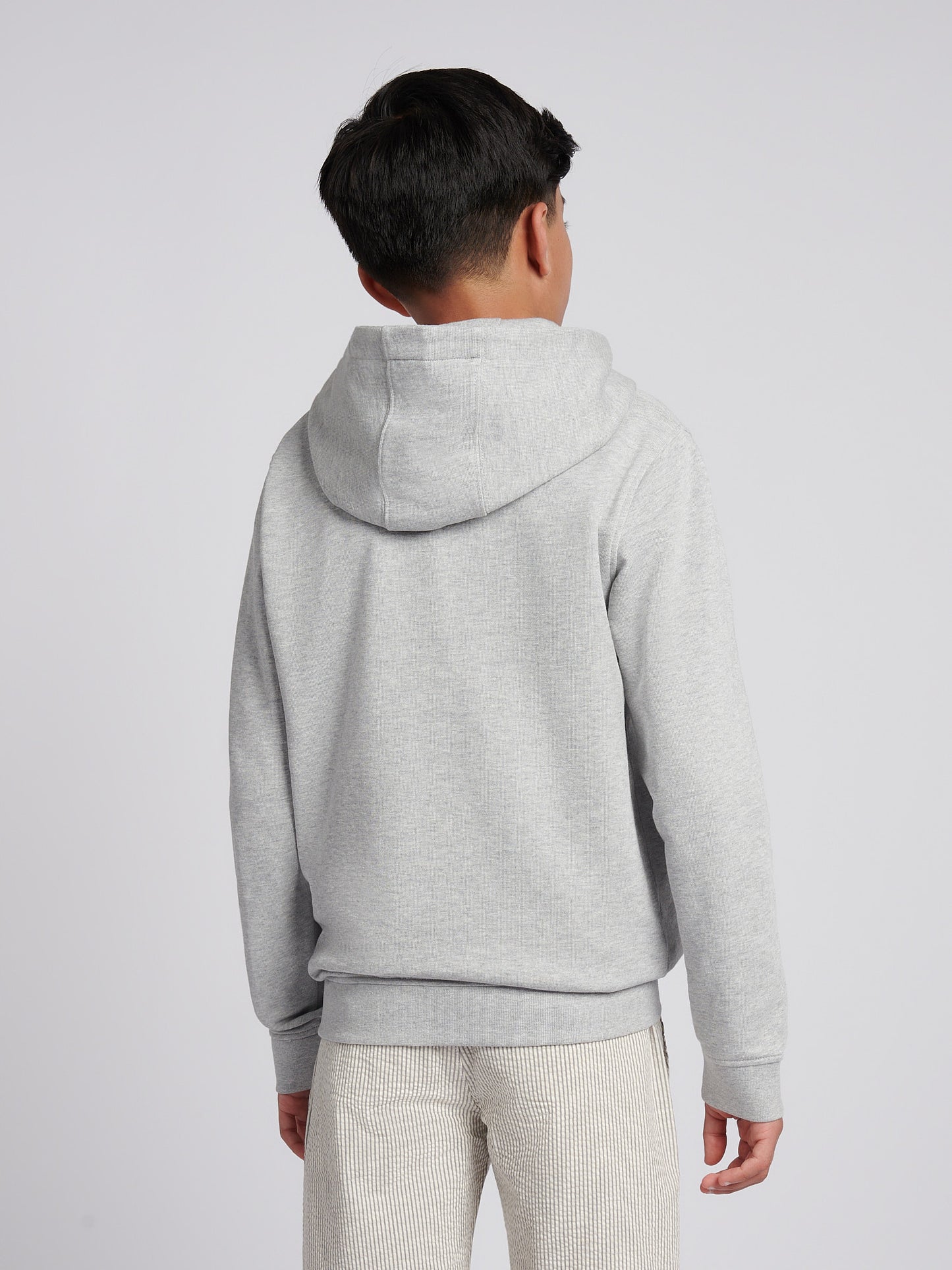 Boys Double Horsemen Hoodie in Mid Grey Marl