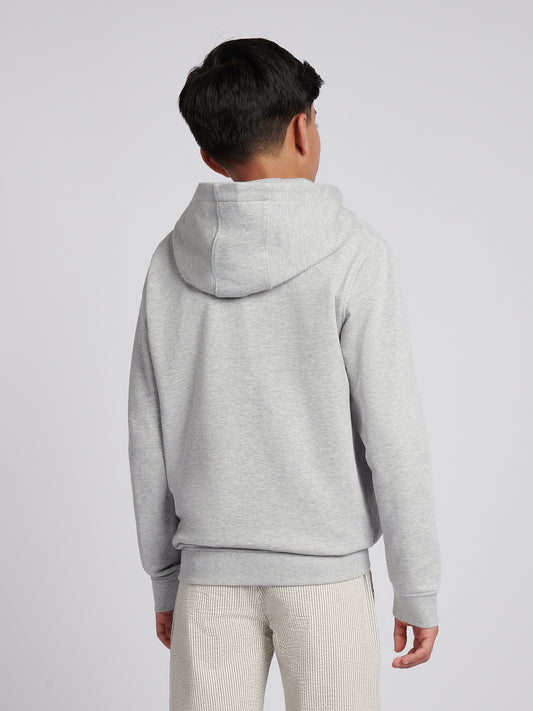 Boys Double Horsemen Hoodie in Mid Grey Marl