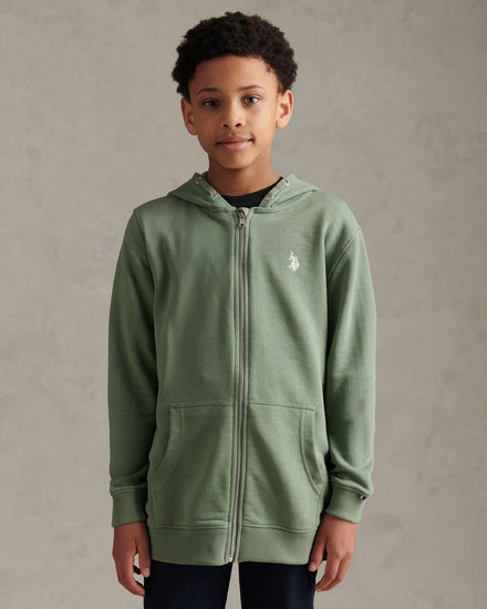 Boys Double Horsemen Zip Hoodie Sea Spray