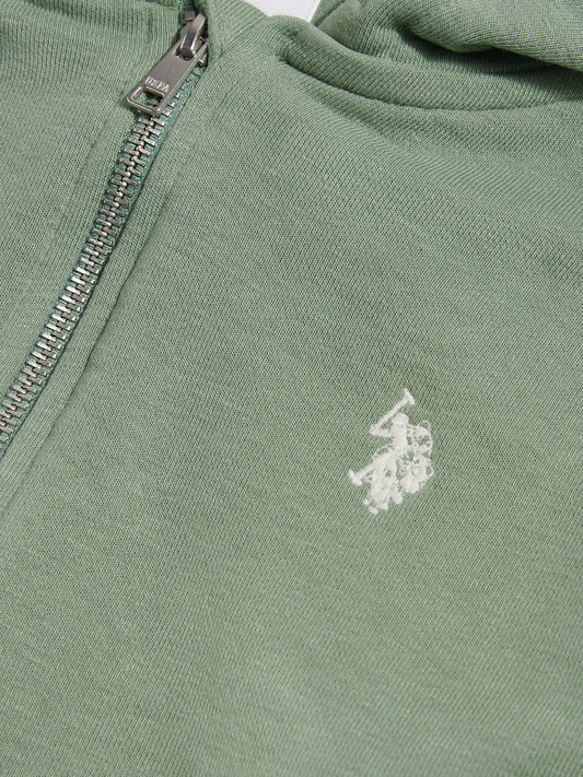 Boys Double Horsemen Zip Hoodie Sea Spray
