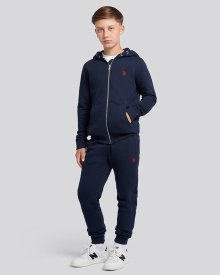 Boys Double Horsemen Zip Hoodie Dark Sapphire Navy / Haute Red DHM