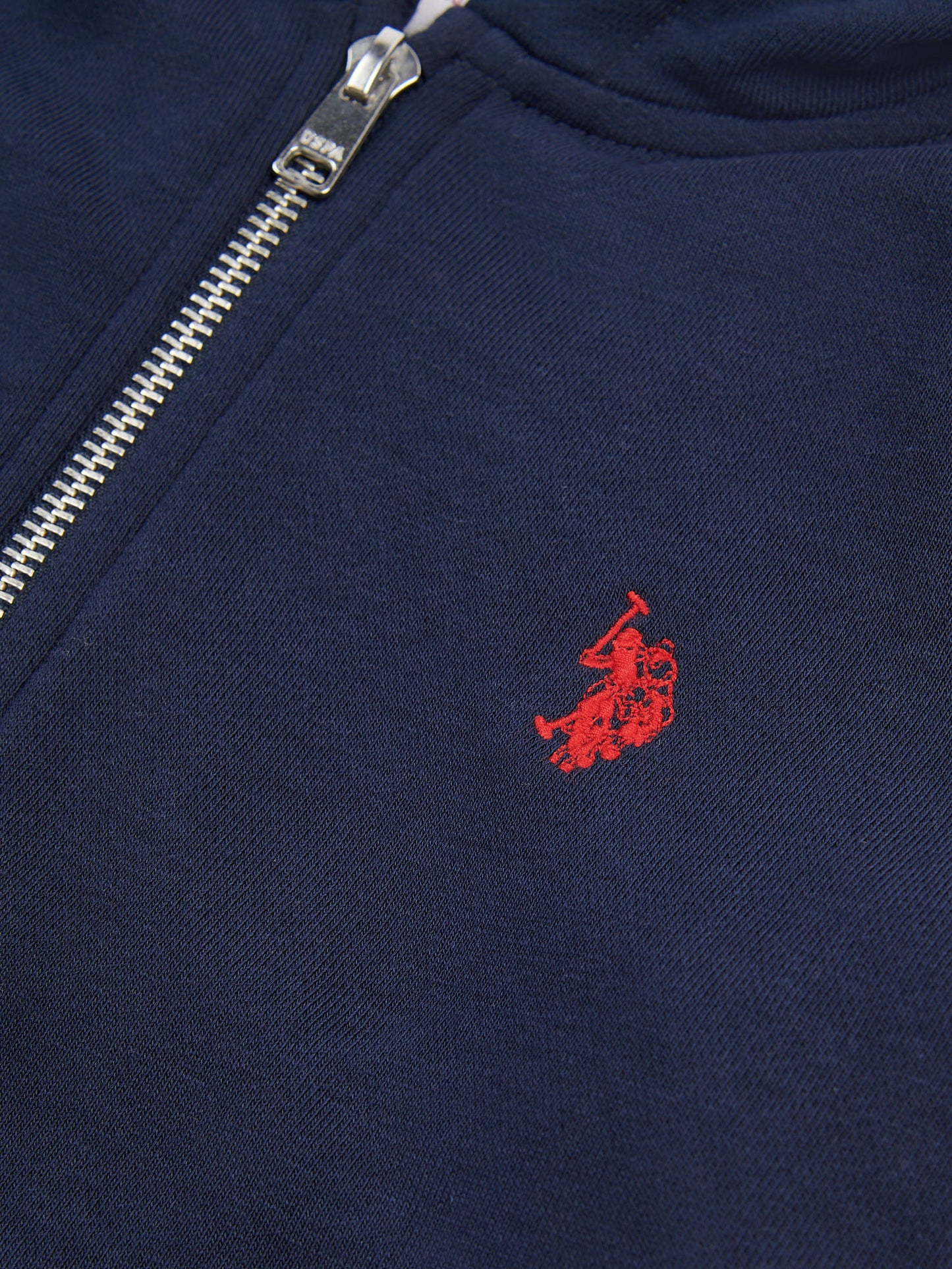 Boys Double Horsemen Zip Hoodie Dark Sapphire Navy / Haute Red DHM