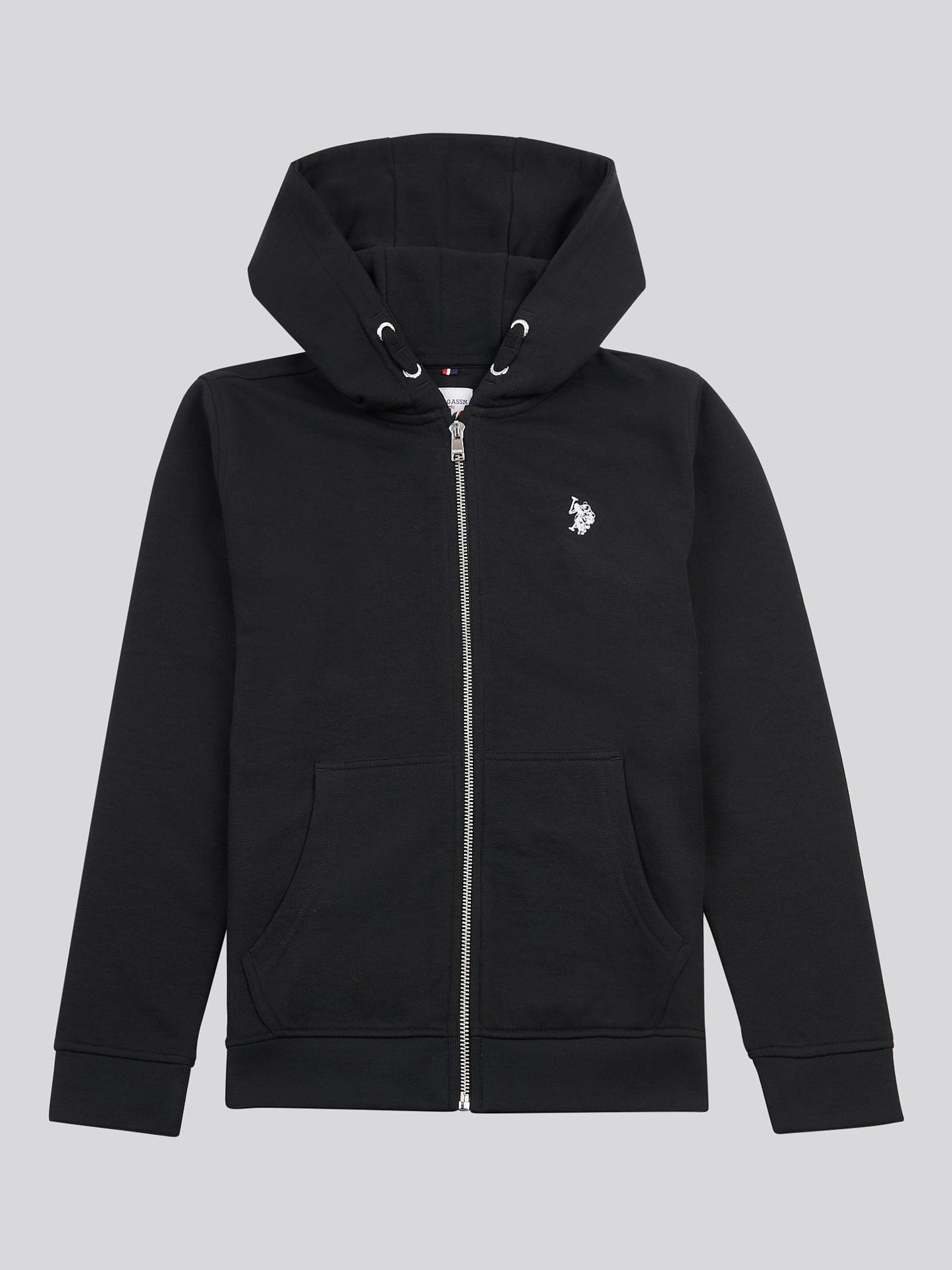 Boys Double Horsemen Zip Hoodie in Black Bright White DHM
