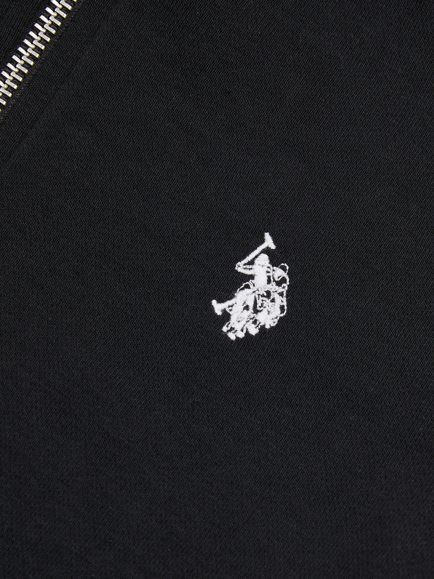 Boys Double Horsemen Zip Hoodie in Black Bright White DHM