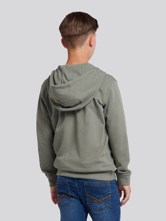 Boys Double Horsemen Zip Hoodie in Mulled Basil