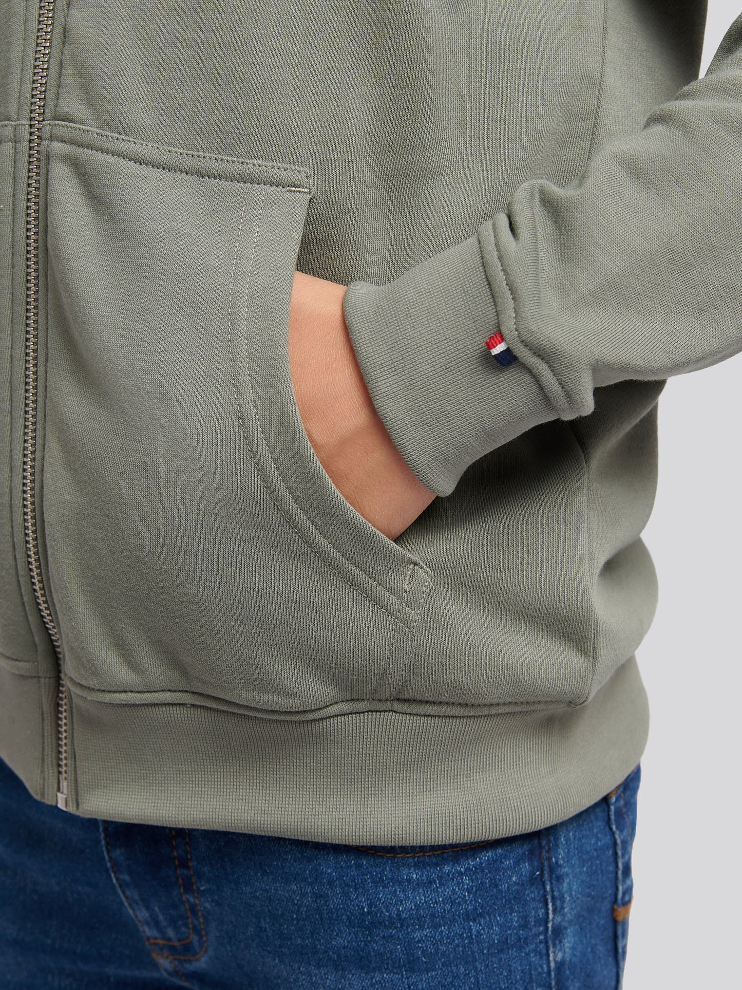 Boys Double Horsemen Zip Hoodie in Mulled Basil