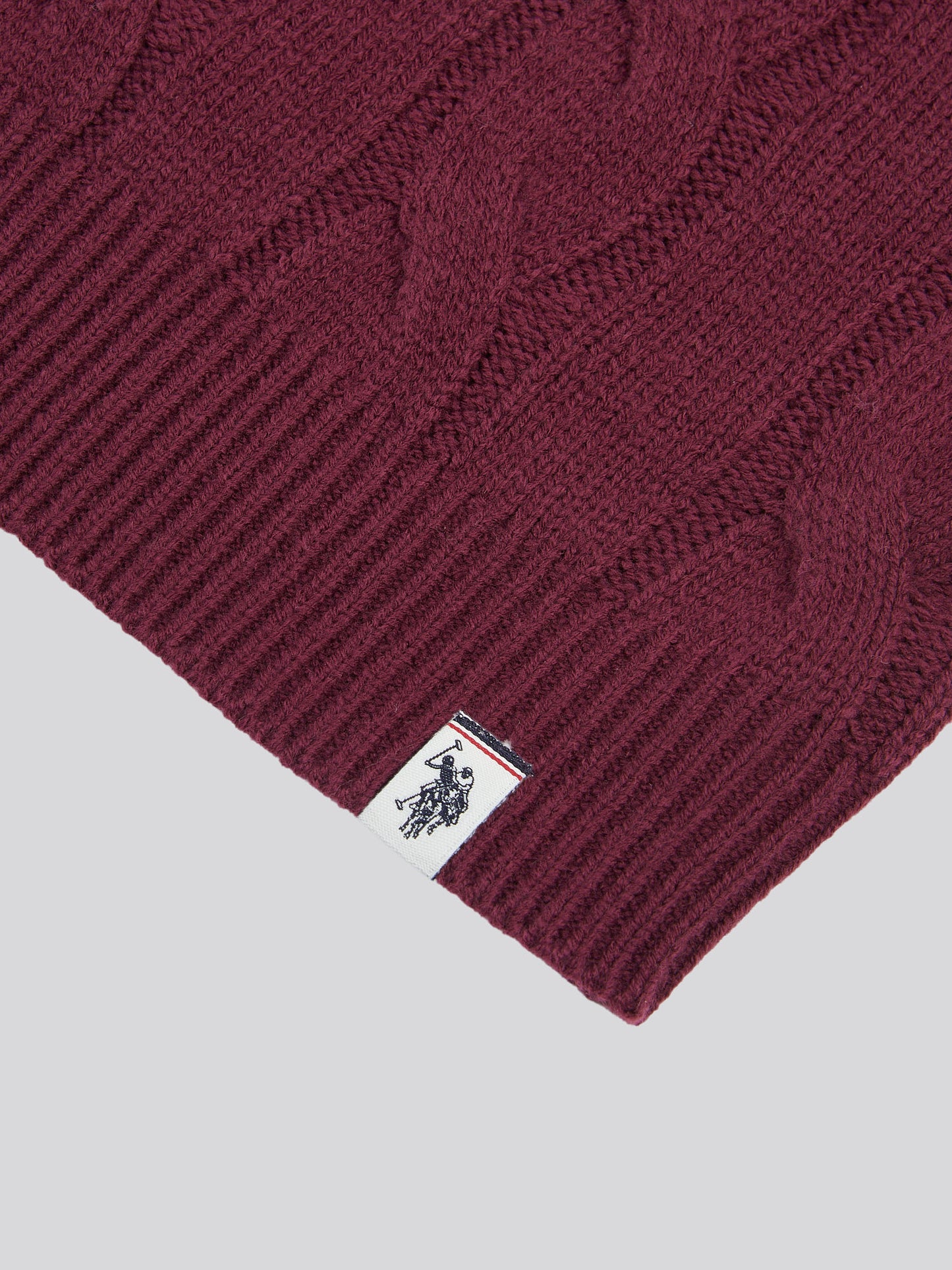 Boys Cable Knit Crew in Grape Wine