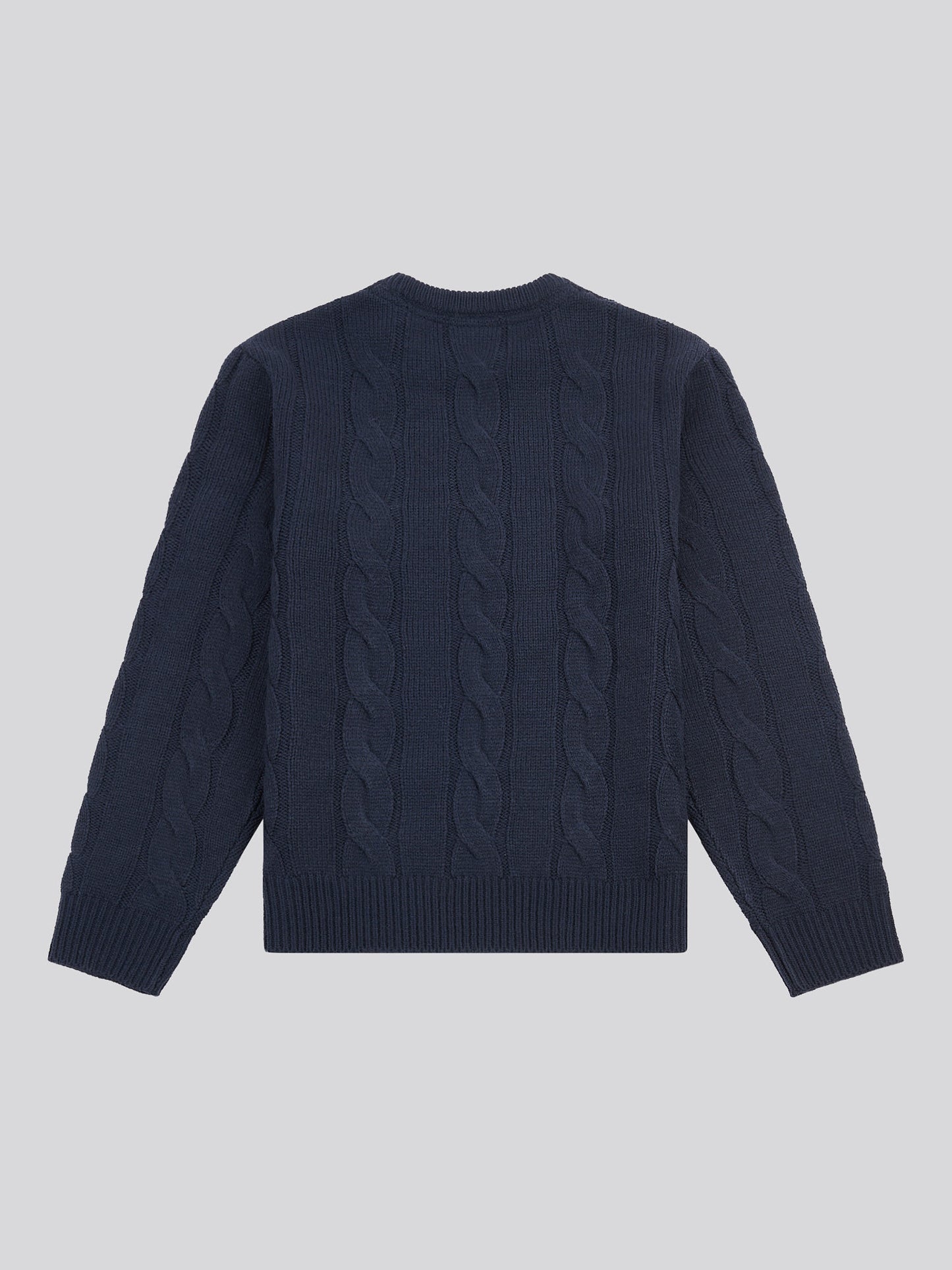 Boys Cable Knit Crew in Dark Sapphire Navy