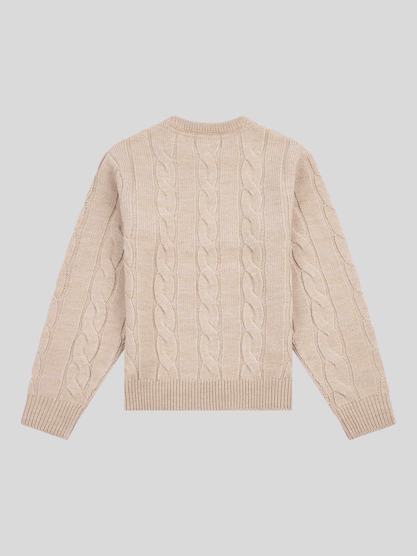 Boys Cable Knit Crew in Atmosphere Marl