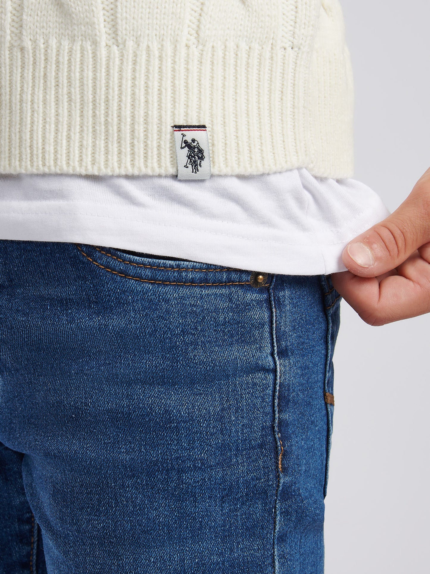 Boys Cable Knit Funnel in Whisper White