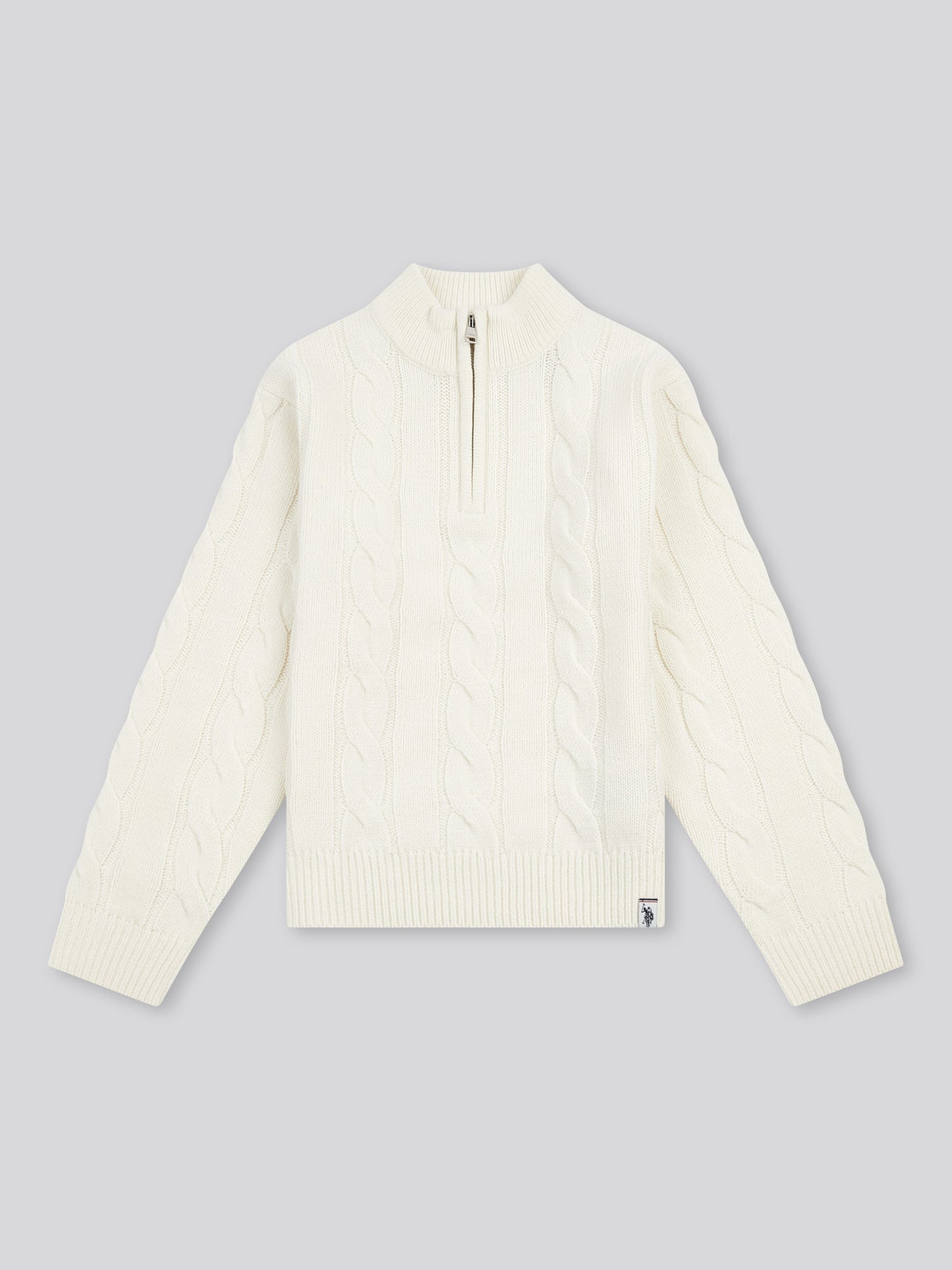 Boys Cable Knit Funnel in Whisper White