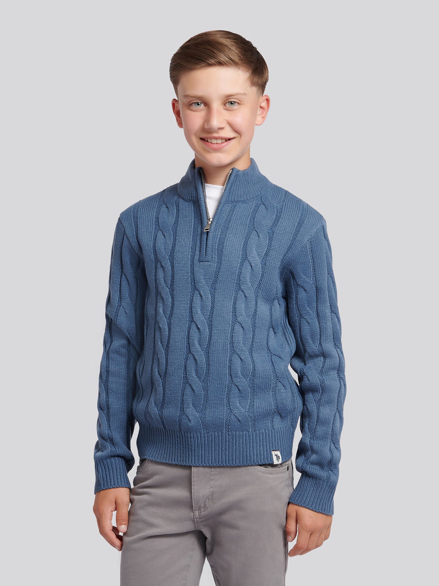 Boys Cable Knit Funnel in Vintage Indigo