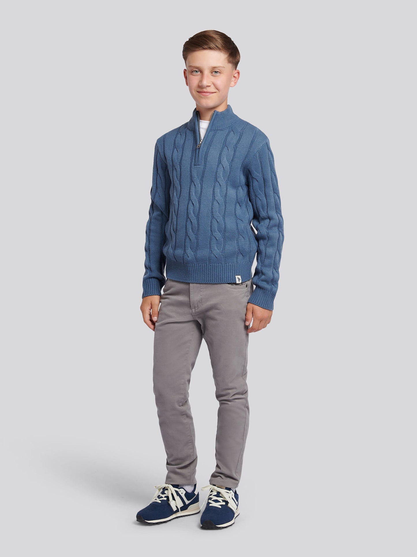 Boys Cable Knit Funnel in Vintage Indigo