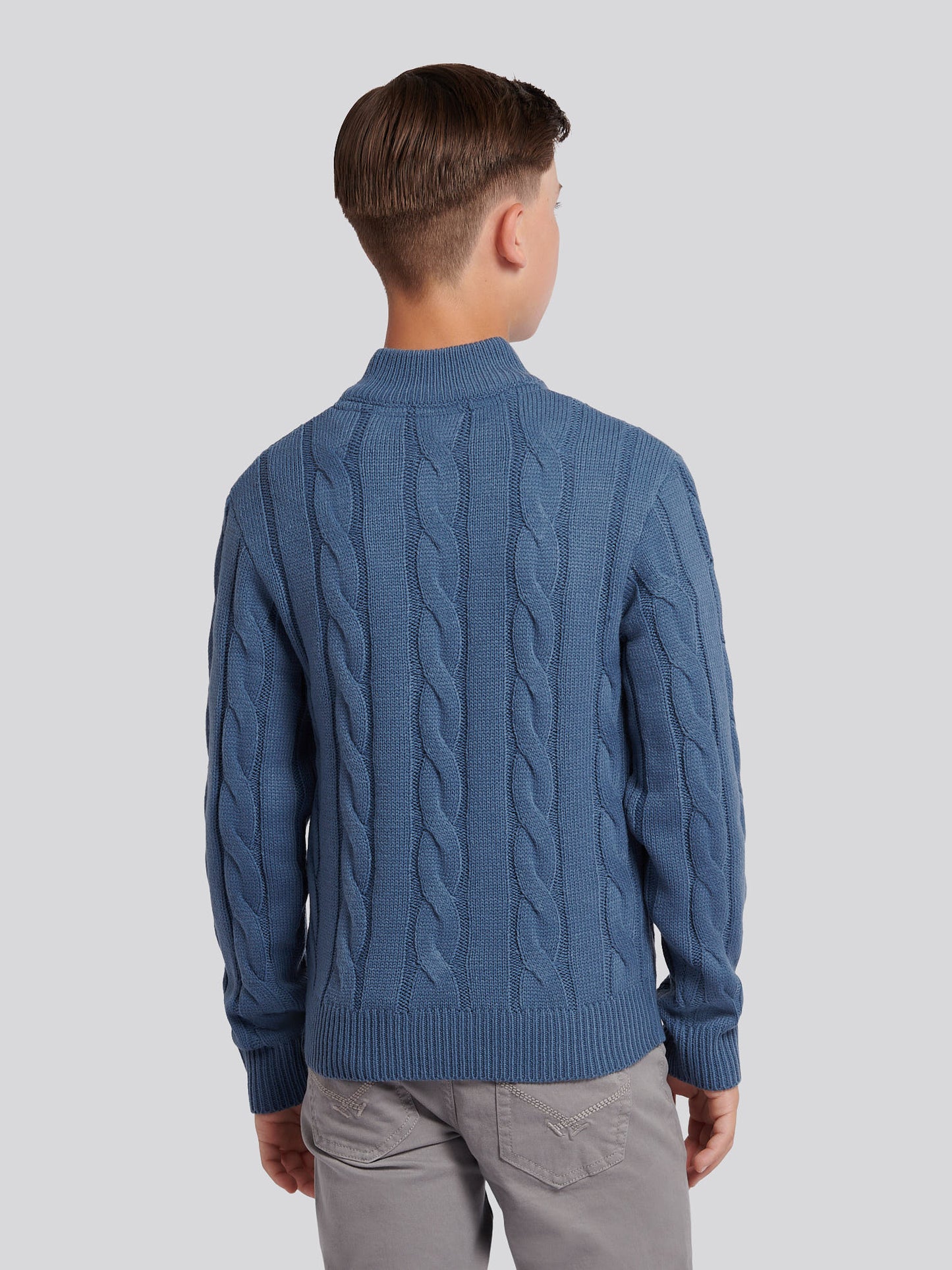 Boys Cable Knit Funnel in Vintage Indigo