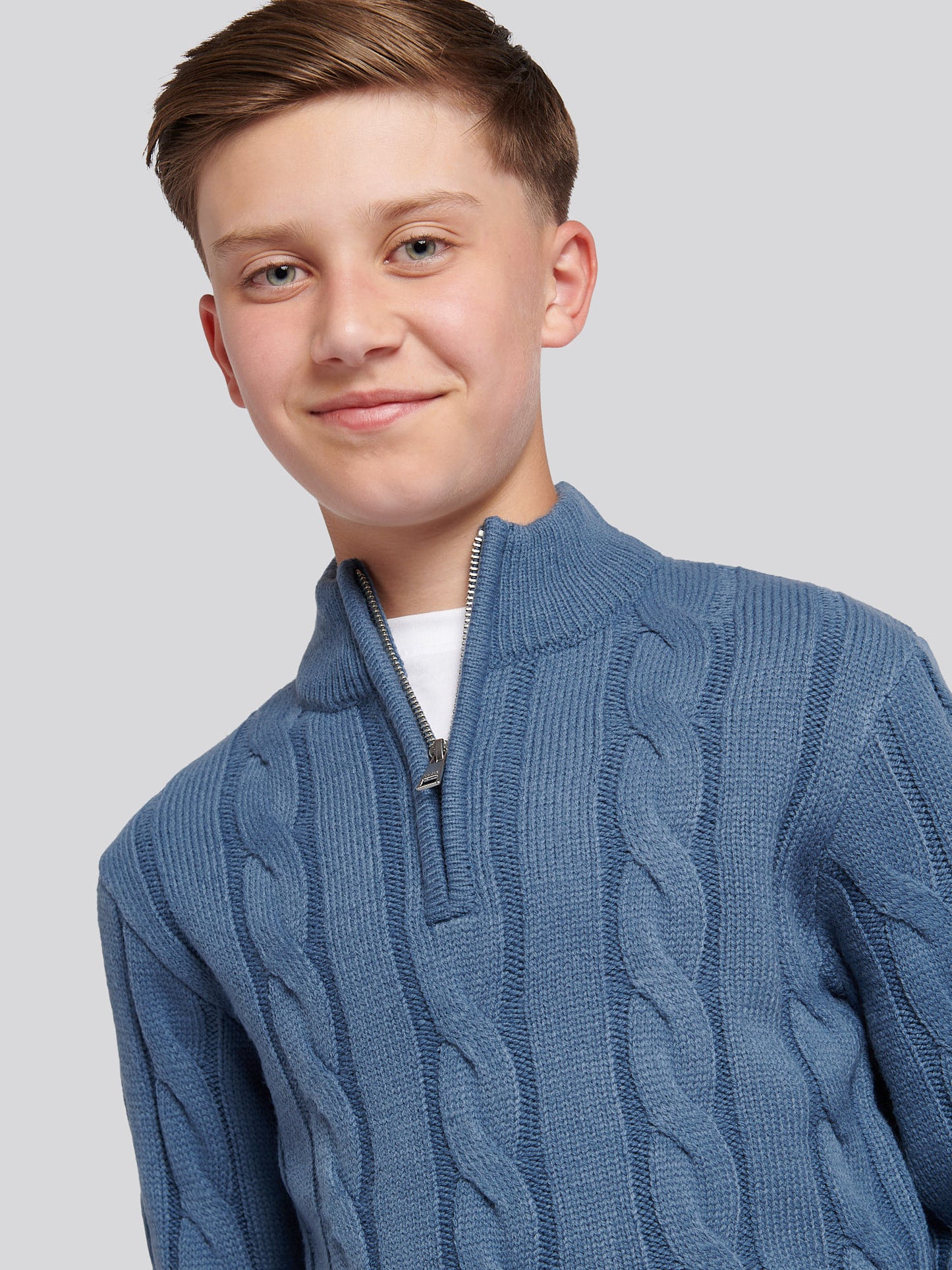 Boys Cable Knit Funnel in Vintage Indigo