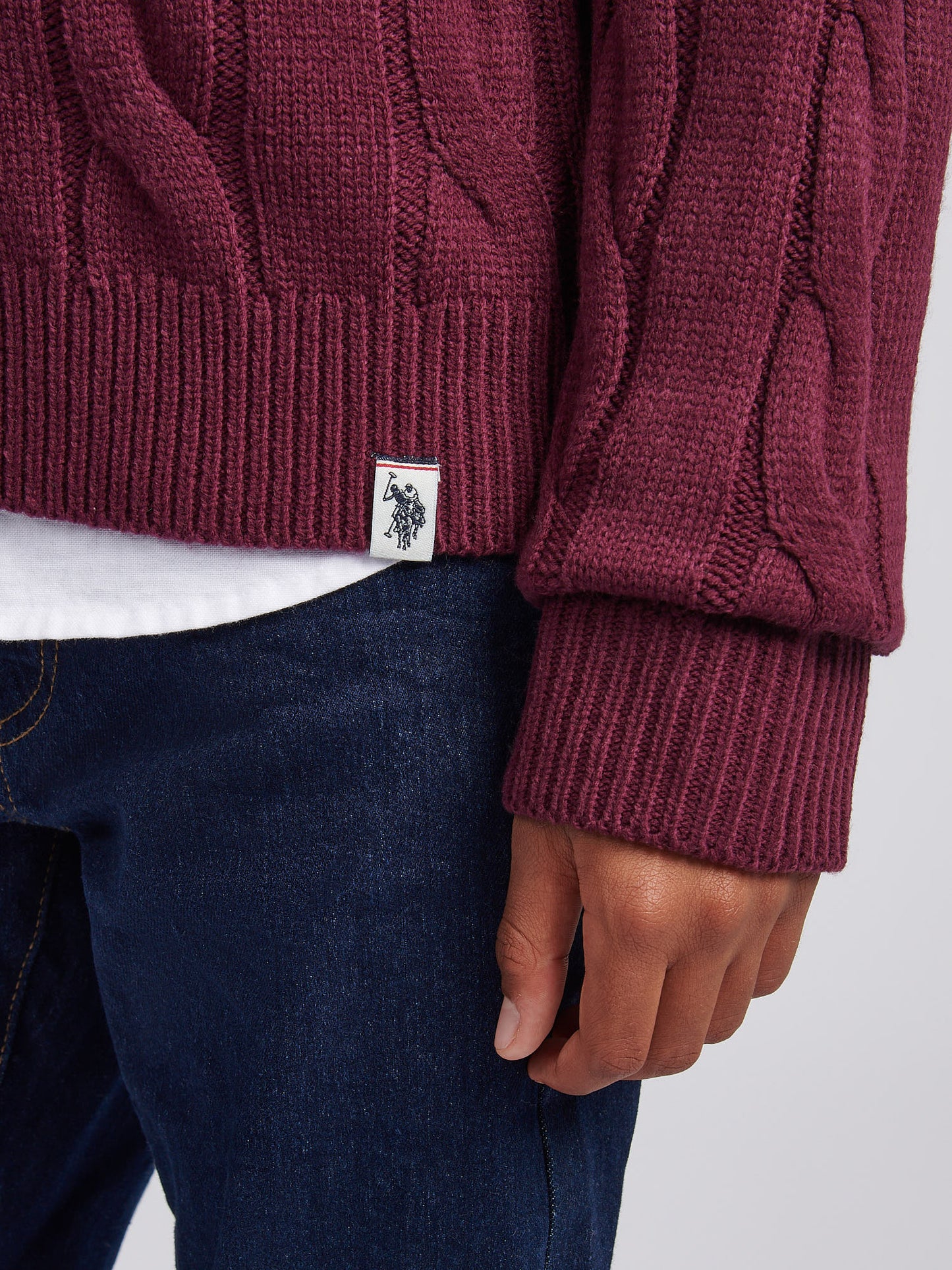 Boys Cable Knit Funnel in Grape Wine