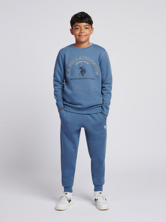 Boys Graphic Crew & Jogger Set in Blue Horizon