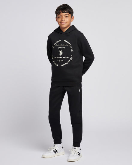 Boys Circle Graphic Hoodie & Jogger Set in Black