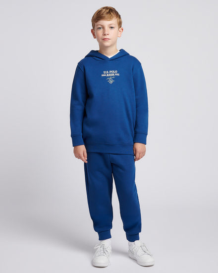 Boys Script Graphic Hoodie & Jogger Set in Navy Peony