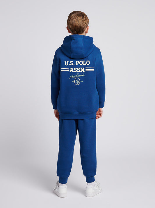 Boys Script Graphic Hoodie & Jogger Set in Navy Peony