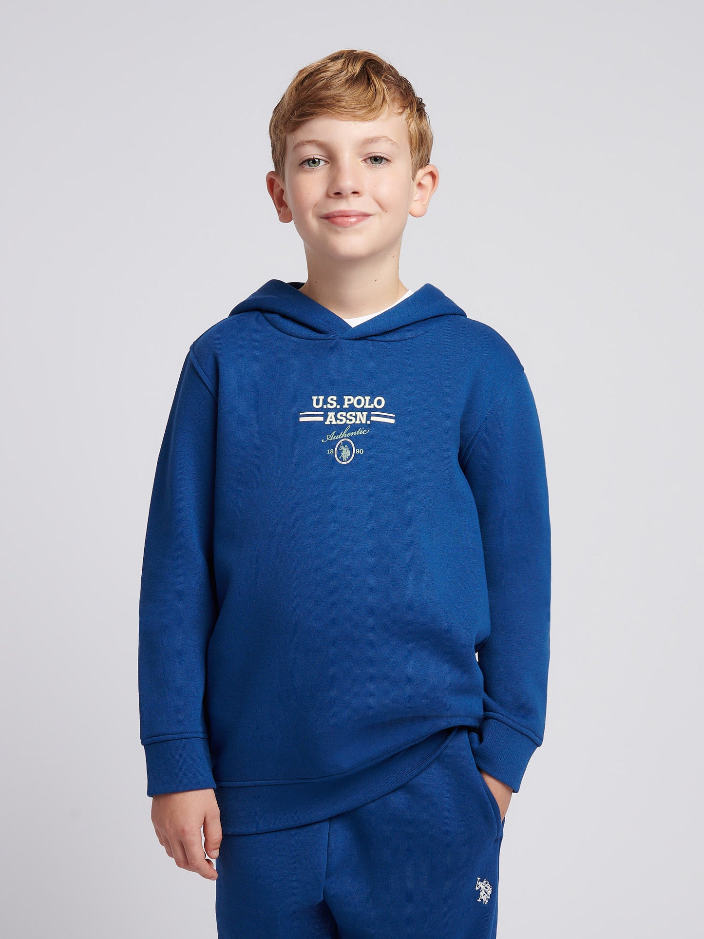 Boys Script Graphic Hoodie & Jogger Set in Navy Peony
