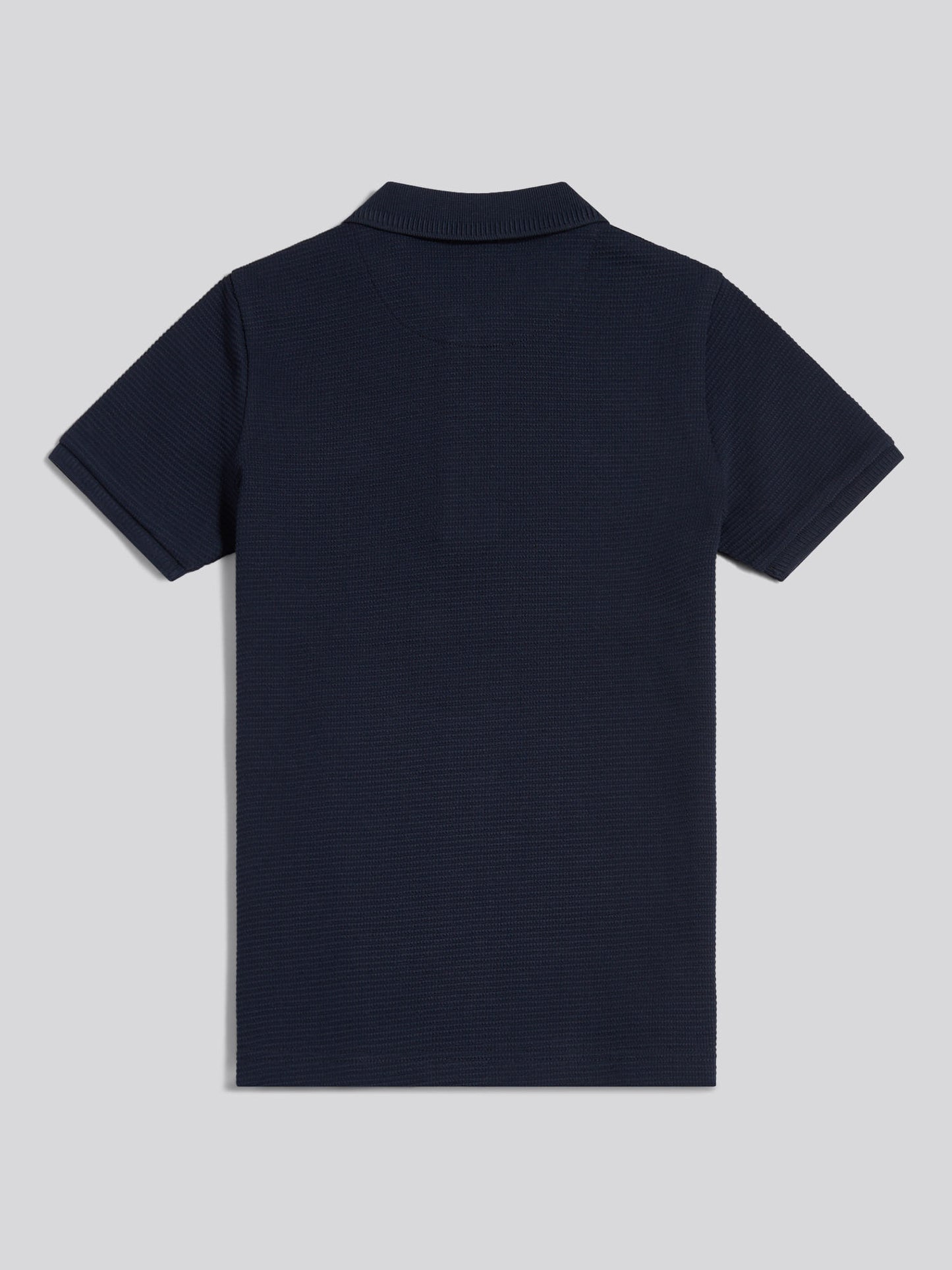 Boys Popcorn Texture Zip Polo Shirt Dark Sapphire Navy